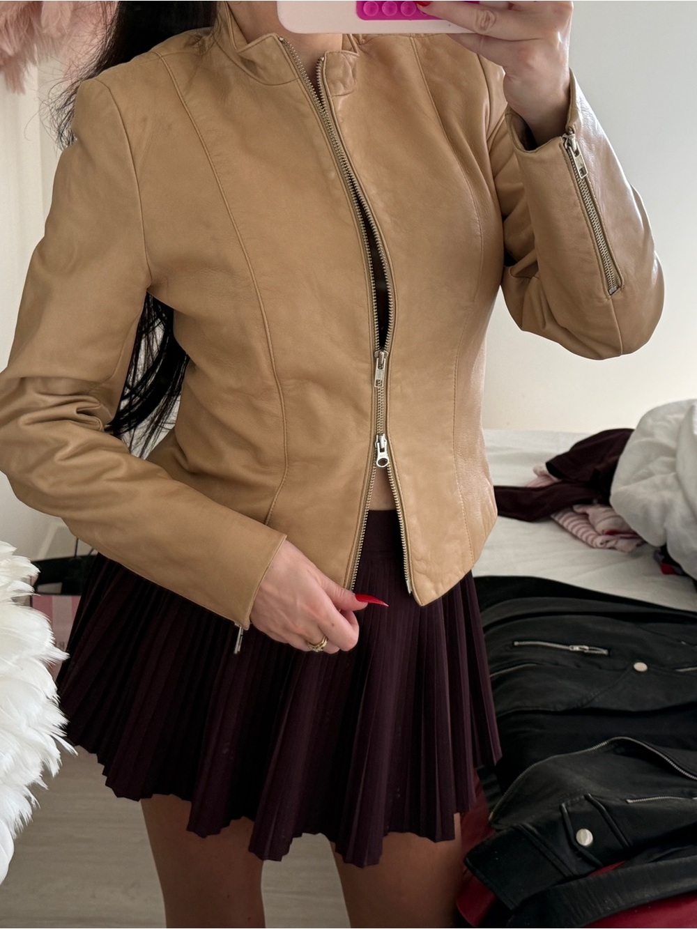 Danier Tan Genuine Leather Zip Jacket